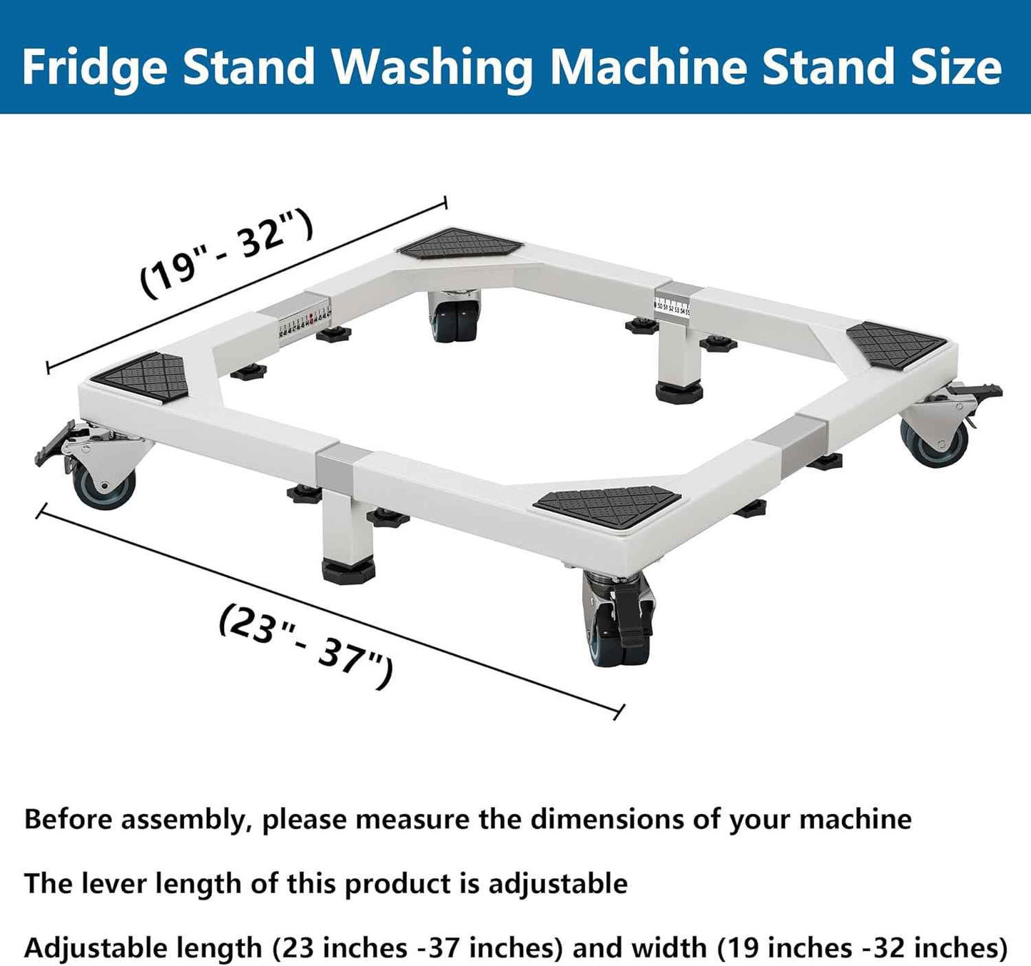 Heavy Duty Stainless Steel Mini Fridge & Washer Dryer Stand with 4 Strong Feet - Universal Appliance Base (Large)