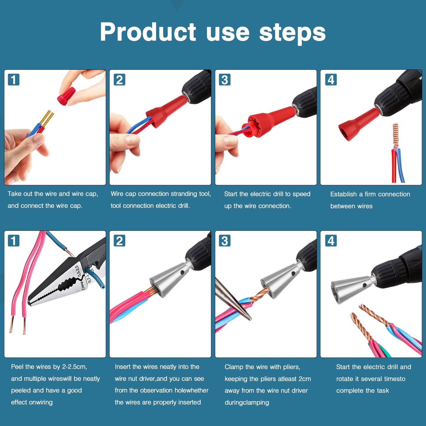 Wire Nut Twister,Wire Twisting Tool,Wire Nut Twiter for Drill,Spin Twist Wire Connector Socket,Wire Connector Driver with 1/4" Chuck,Wire Stripping and Twisting Tool(Wire Nut Twister Red)