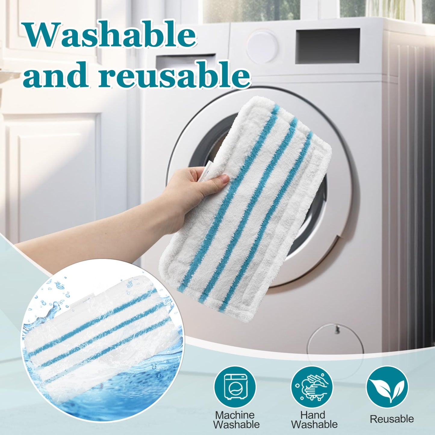 4Pack Steam Mop Pads Replacement for Black+Decker Steam Mop SM1600, SM1610, SM1620, HSM13E1, HSMC1300FX, HSMC1321, HSMC1361SG Cleaner Black and Decker Steam Mop Replacement Pads