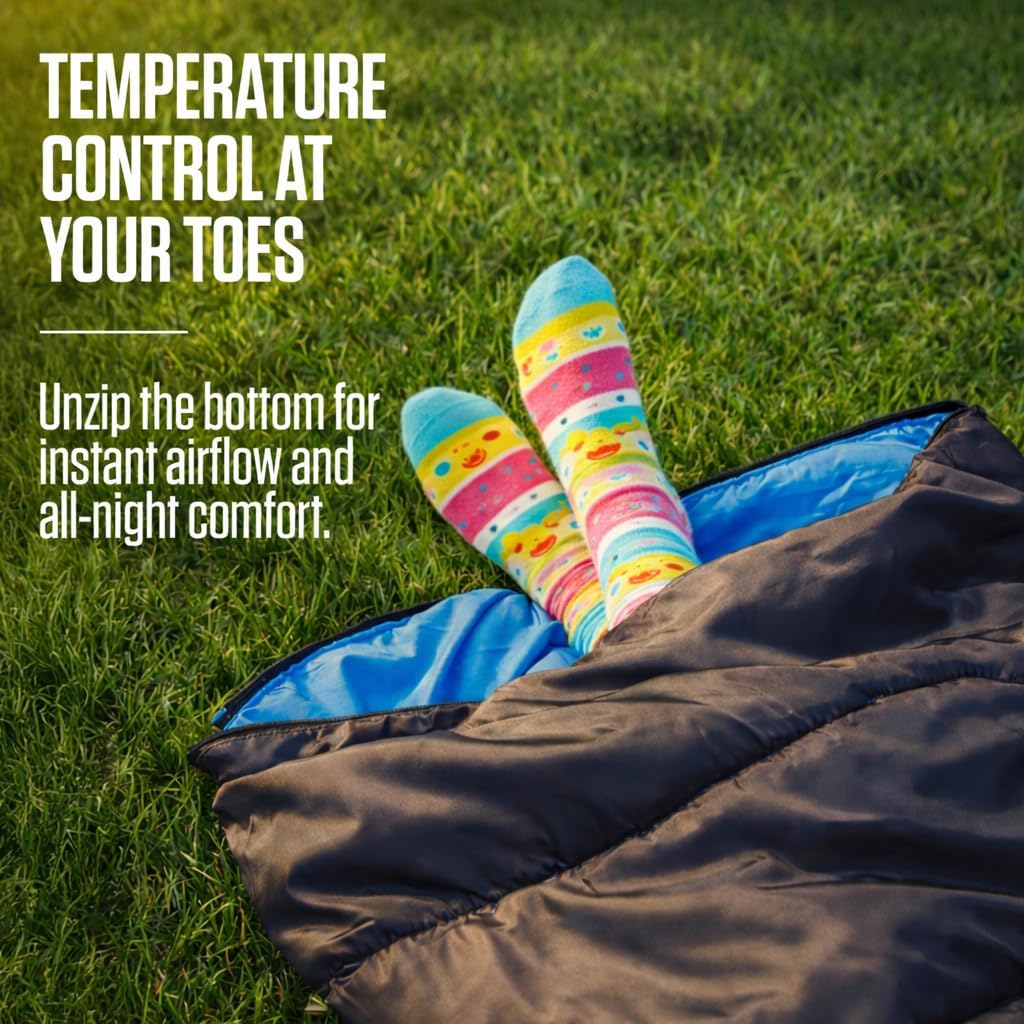 VENTURE 4TH Sleeping Bag - Lightweight & Warm for Adults, Kids & Couples | XXL Size for Hiking & Camping