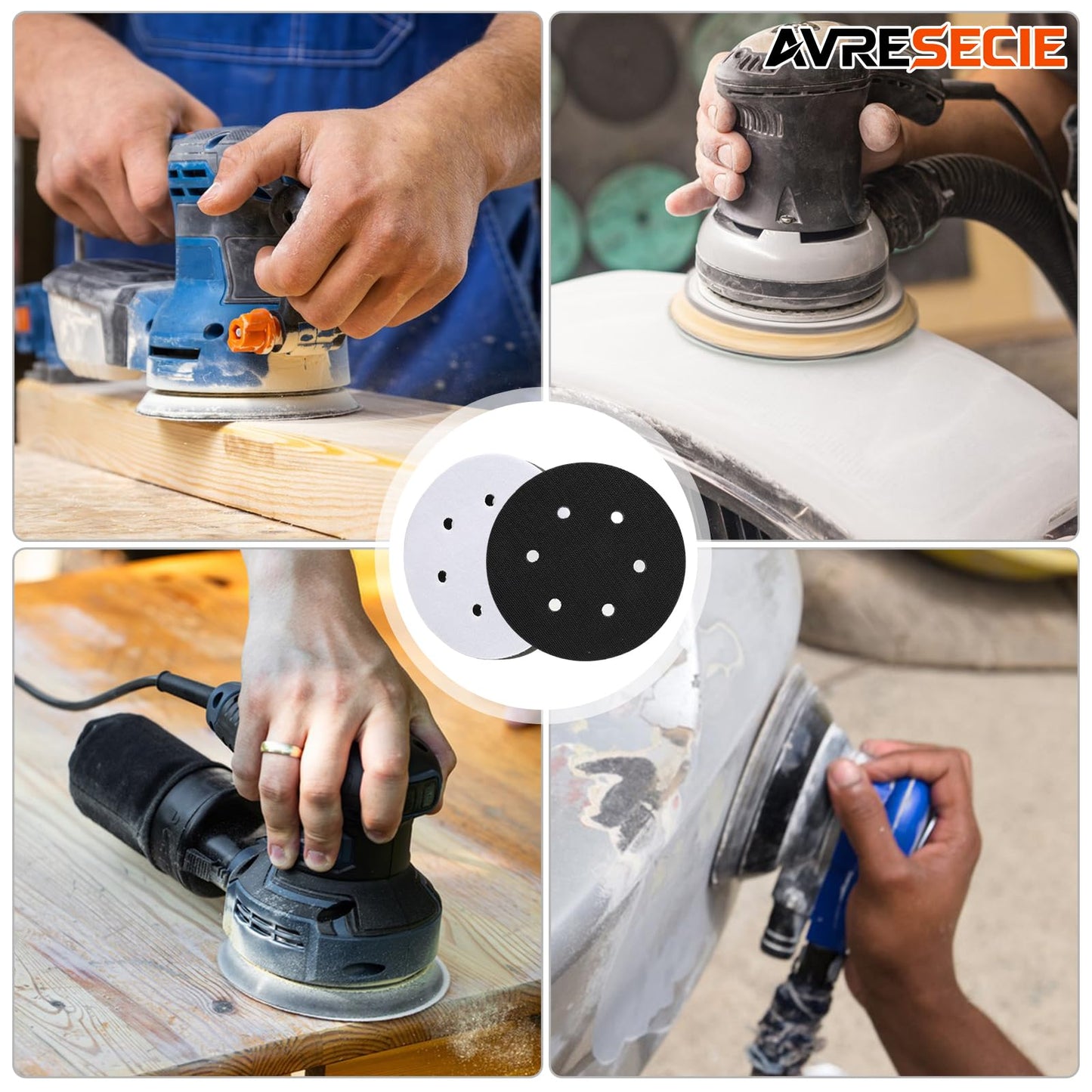 2 Pack 6 Inch 6 Holes Interface pad,Orbital Sander Foam Pad,6" Foam Sanding Pads,Hook and Loop Soft Density Sponge Cushion Buffer Backing Pad for Orbital Sander