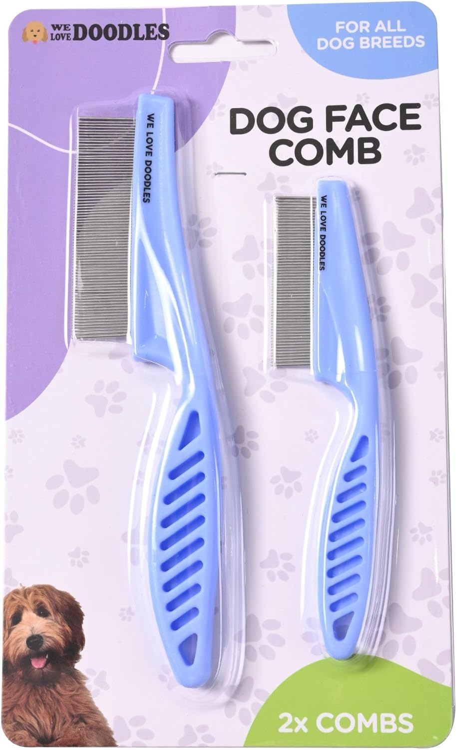 We Love Doodles Dog Face Comb - Fine Tooth Flea & Tearstain Remover for Poodles | Grooming Brush for All Breeds