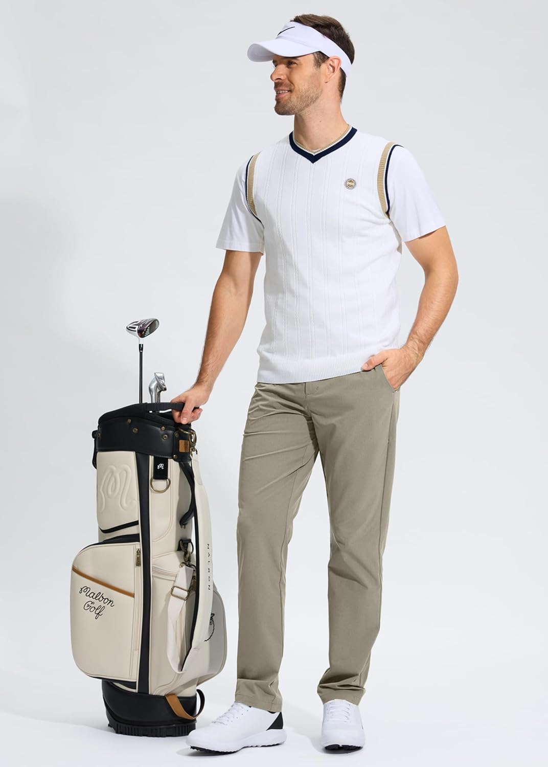 Pudolla Men's Golf Pants - Lightweight Quick-Dry Casual Slacks | Comfy Stretch Trousers with Pockets (30"/32"/34")