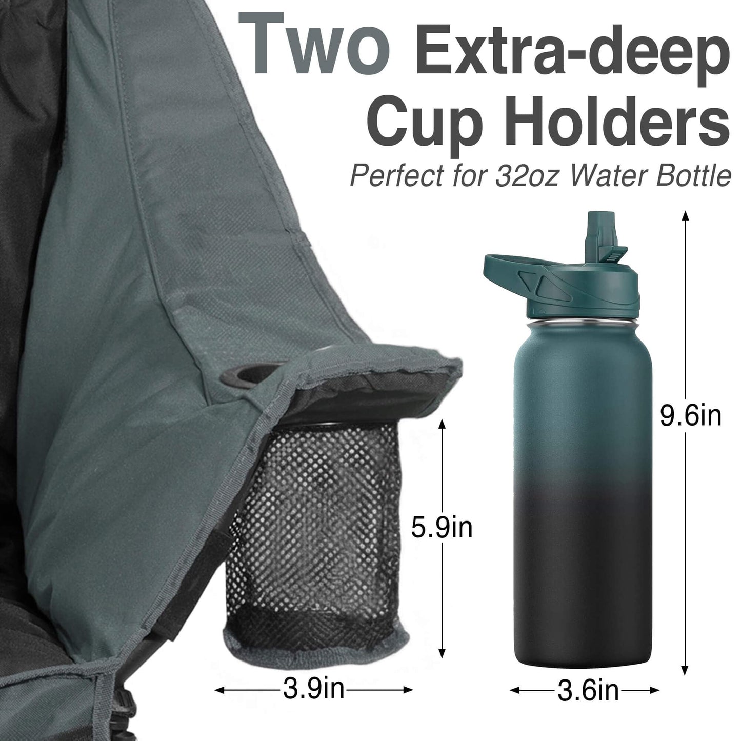 Oversized Camping Chair for Adults - Heavy Duty 400 lbs Padded Folding Chair with Wine Glass Holder, 2 Cup Holders & Side Pockets, Portable Carry Bag for RV, Tailgating, Lawn