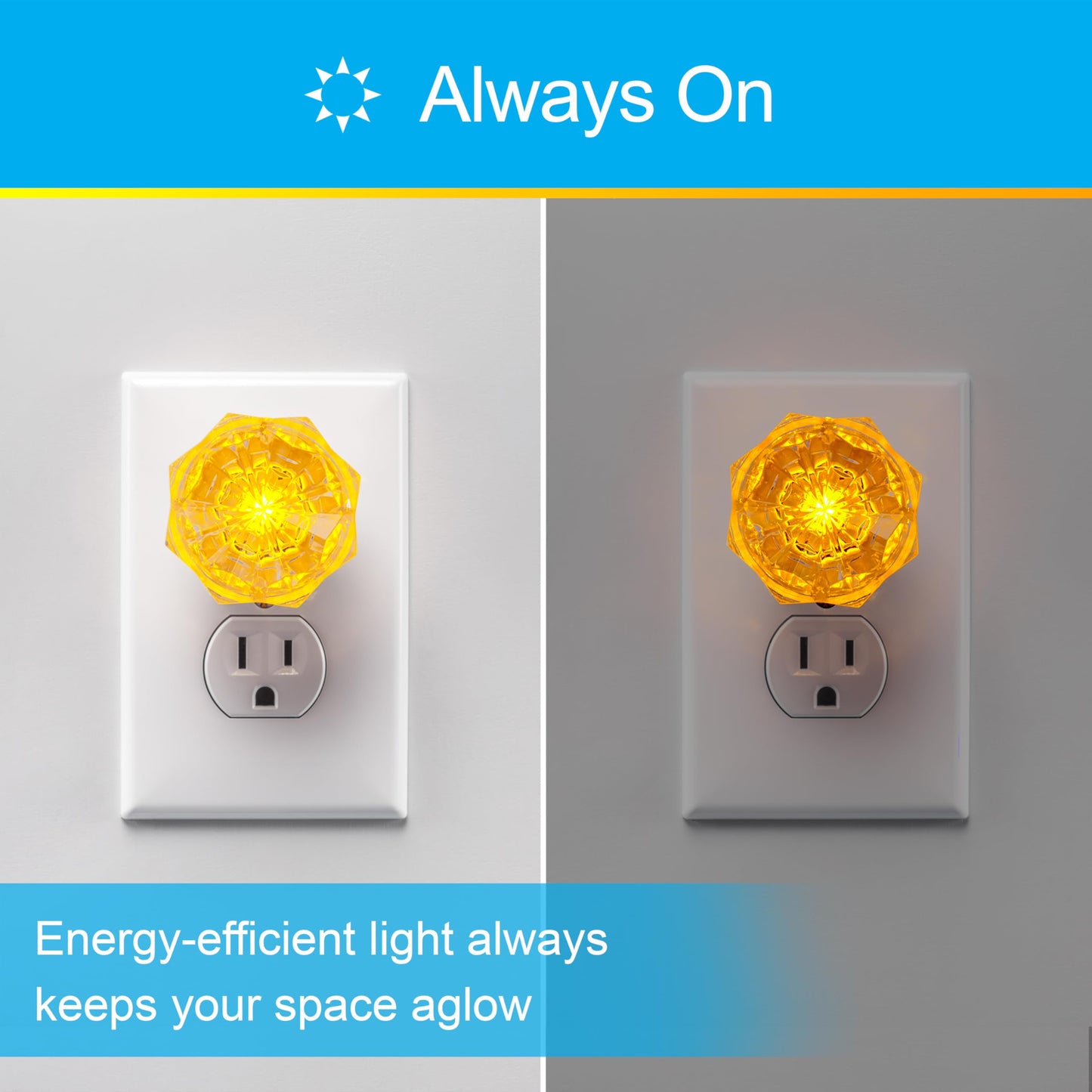 GE SleepLite Jewel LED Night Light, Plug-in, Always On, Warm White, UL-Certified, Energy Efficient, Ideal Nightlight for Bedroom, Bathroom, Nursery, Hallway, Kitchen, 85881, 4 Pack