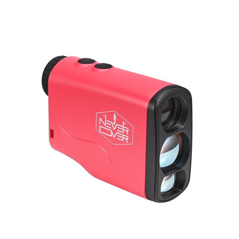 Never Over Range Finder Golf 1100 Yard, Golf Rangefinder with Slope and LCD Screen, Range Finder Golf Flag Lock Tech and Vibration, Colorful Pink, Blue, Red and Yellow (red)