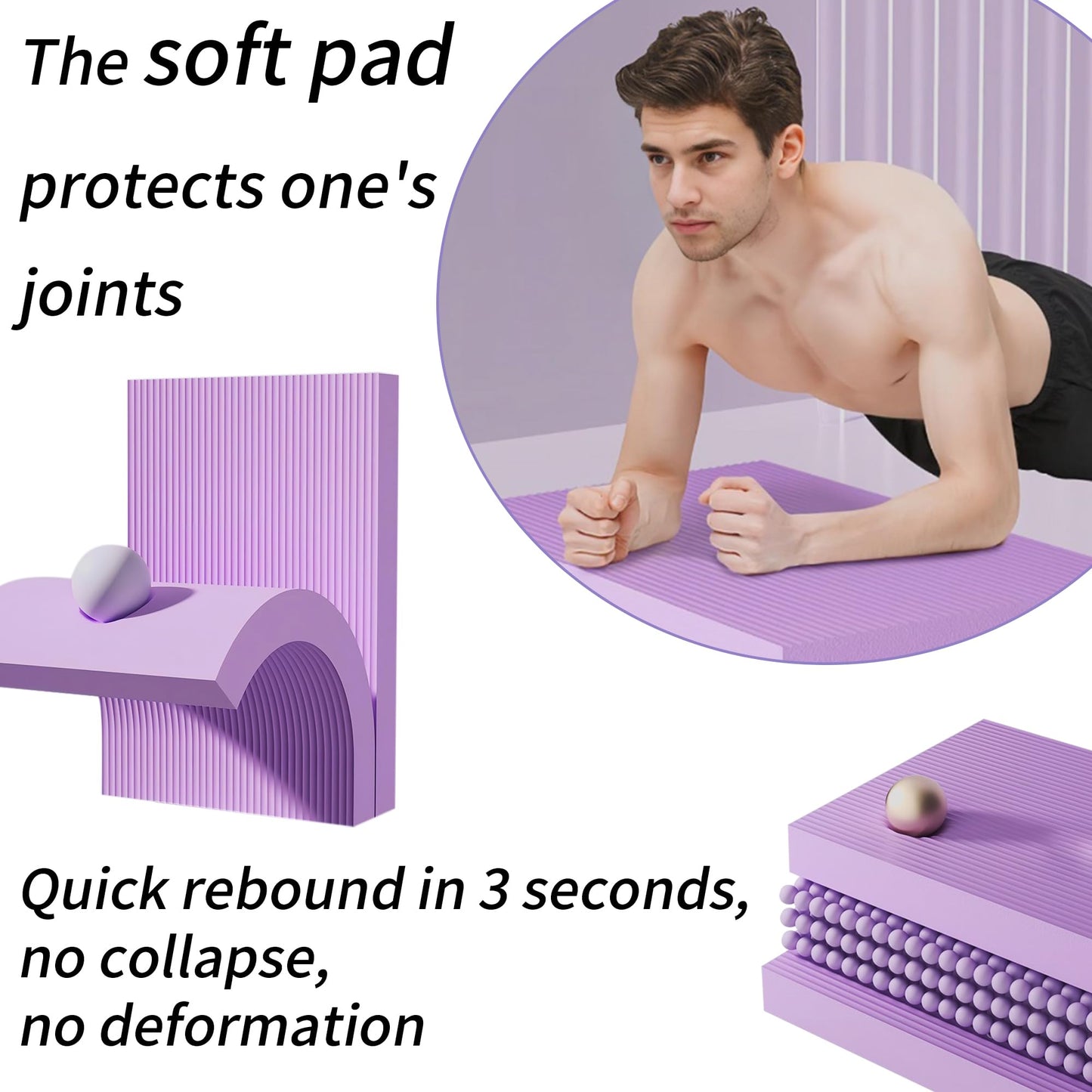 ZUFUMI Balance Pad & Board, High-Density TPE Foam Pad (17.3''x11.8''x1.6'') for Yoga Blocks, Physical Therapy Equipment, Hip Thrusts - Non-Slip, Water-Resistant for Balance Training (PURPLE)
