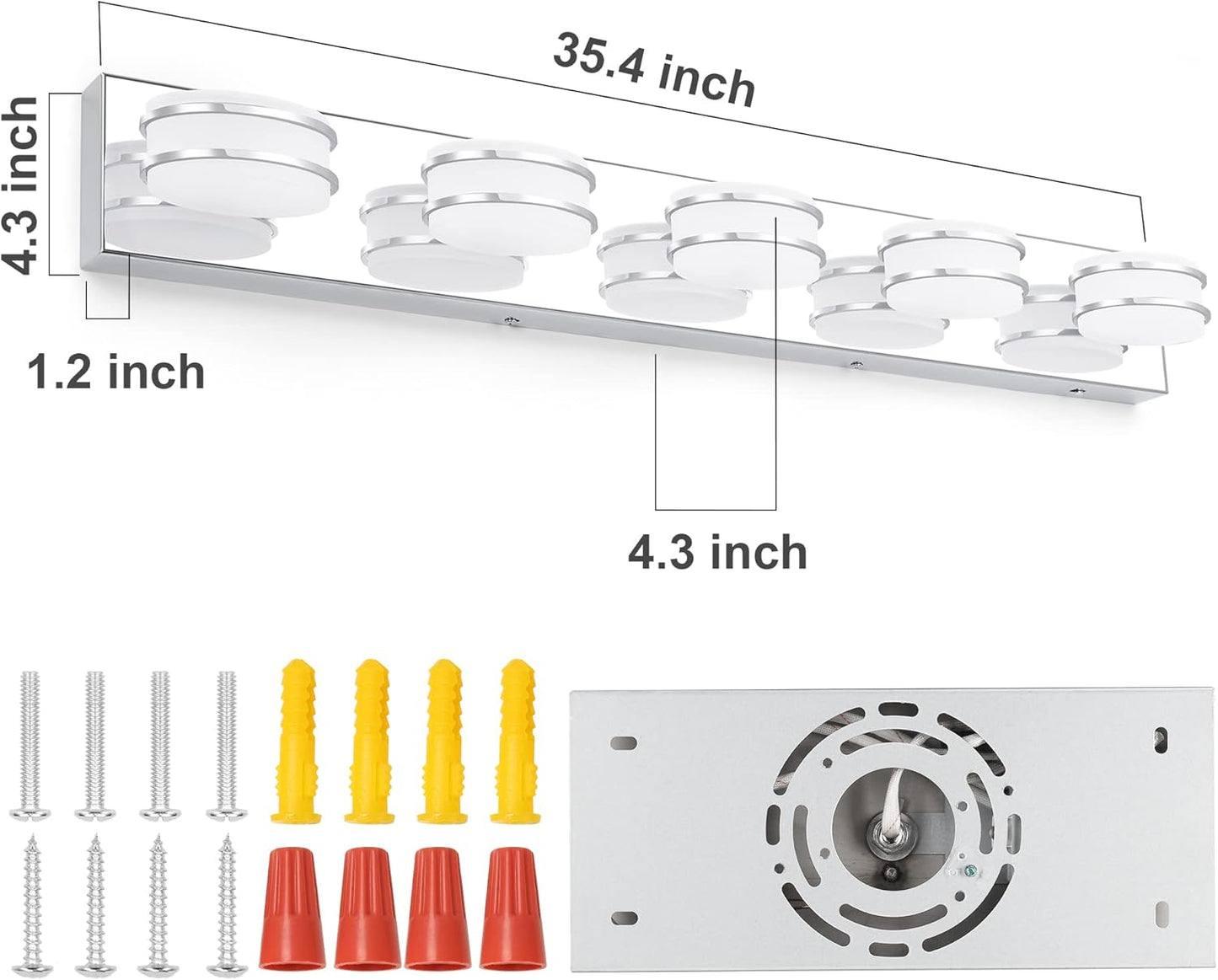 LED Chrome 3-Light Dimmable Bathroom Vanity Light Fixture - Modern Acrylic & Stainless Steel Over Mirror Lighting