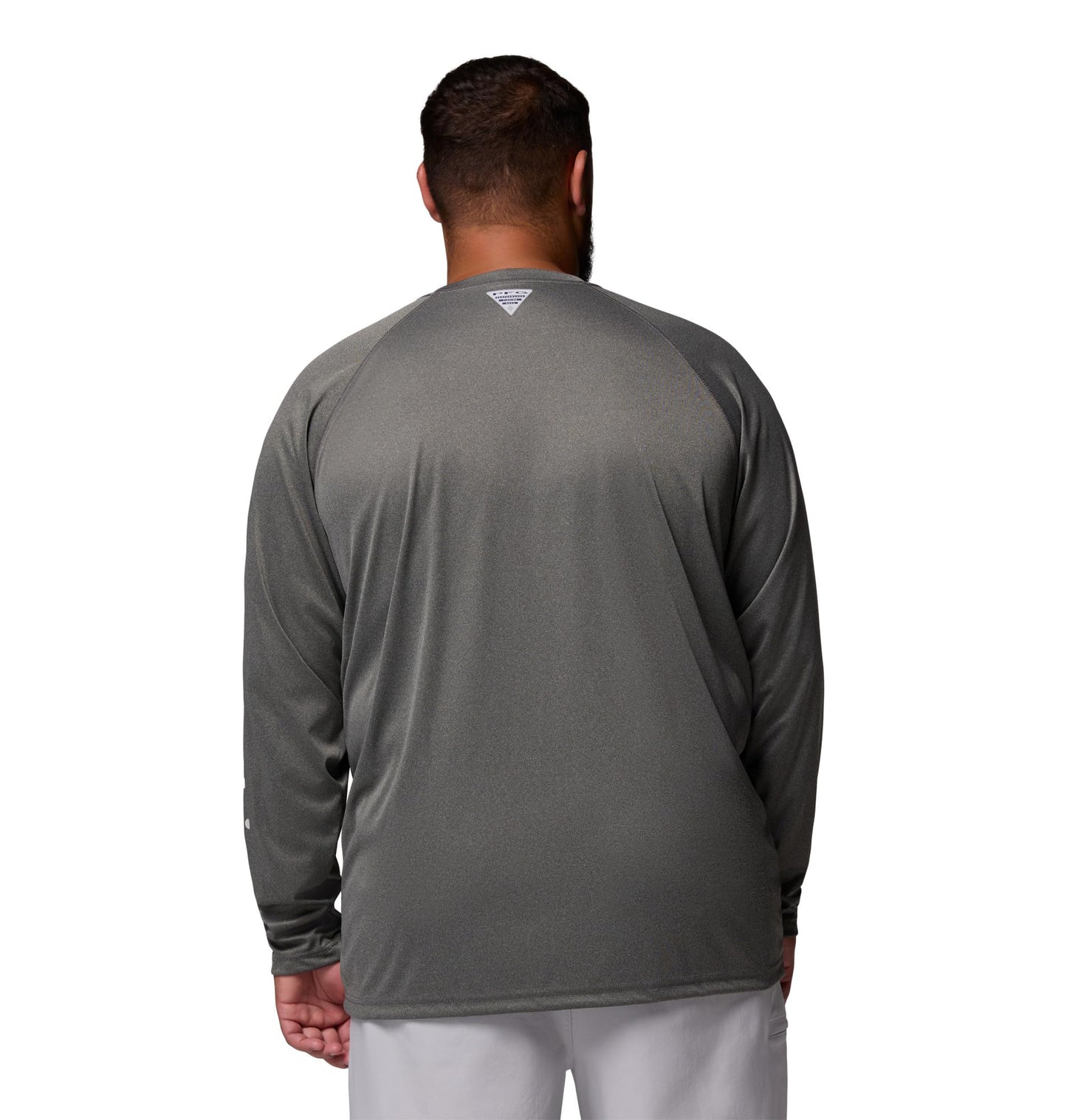 Columbia Men's PFG Terminal Tackle Long Sleeve Fishing Shirt, Charcoal Heather/Cool Grey Logo, 2X Tall