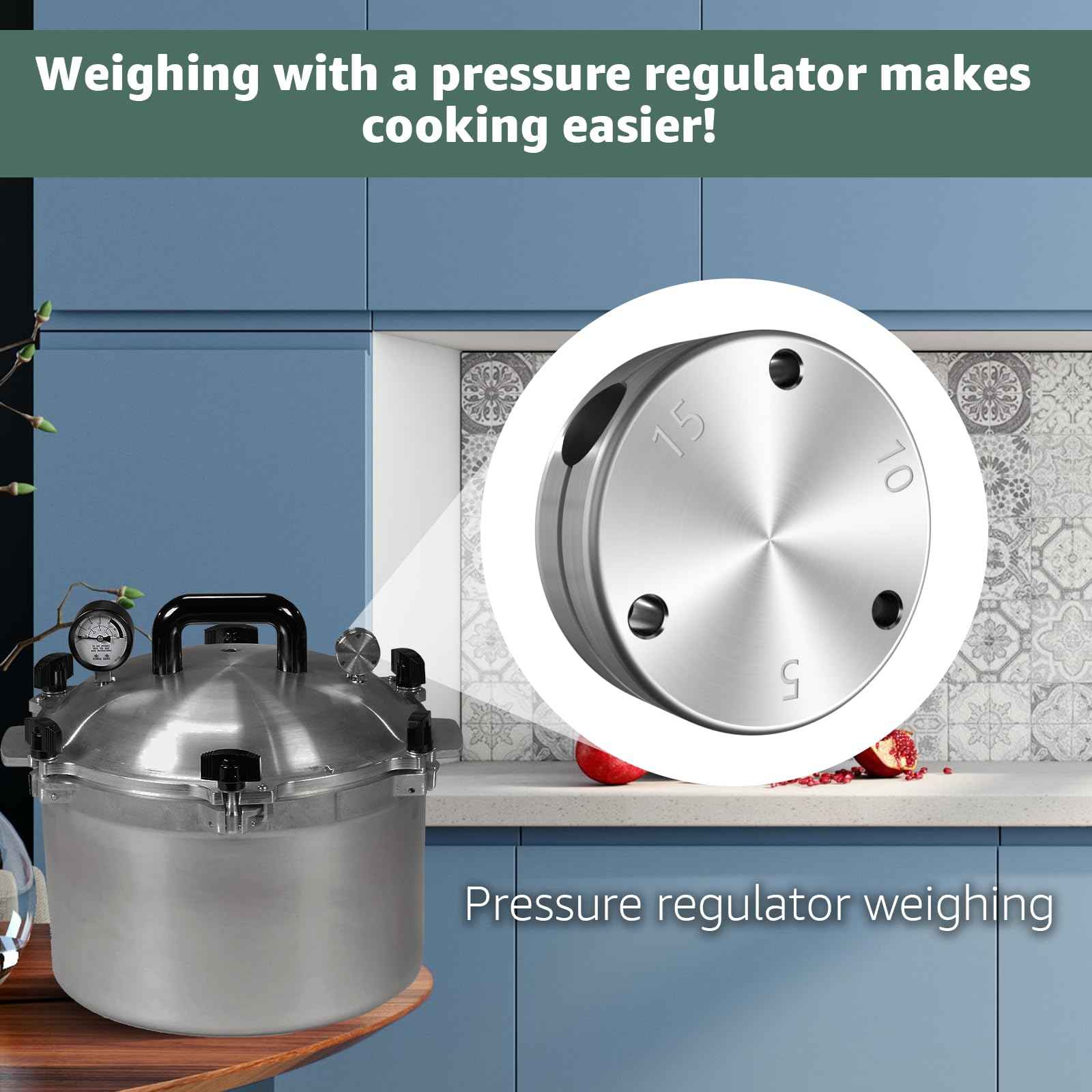 Pressure Regulator Weight Replacement for 1930-10.5 qt,15.5 qt,21.5qt,25 qt,30qt,41.5qt Pressure Cooker Canner - Fits All Our Pressure Cookers/Canners with a Vent Pipe
