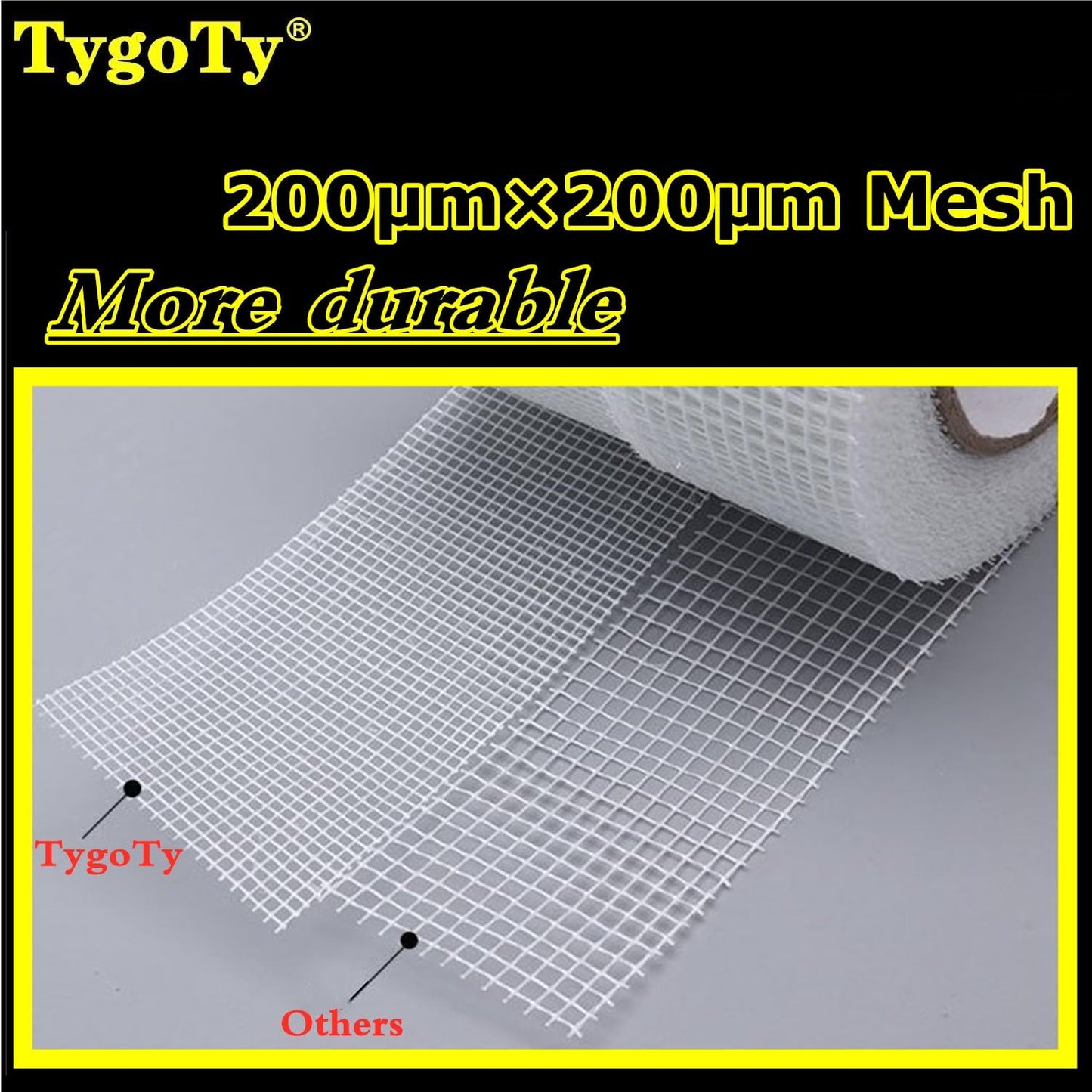 TygoTy Drywall Joint Mesh Tape 2“×180 Ft,Strong Self-Adhesive 100% Fiberglass Drywall Repair Tape for Wall Crack and Seam Patch,White