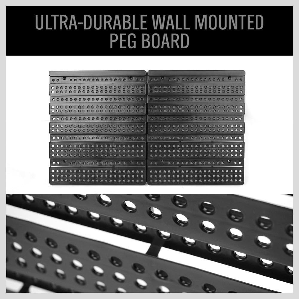 Heavy Duty Garage Organization Rack - 64-Inch Tool Storage with 600LB Capacity, 4 Rails & 9 Adjustable Hooks