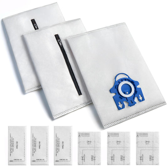 Reusable AirClean 3D Efficiency Dust Bags for Miele, Type GN, 3D Efficiency Vacuum Cleaner Bag, 3 Bags & 6 Filters