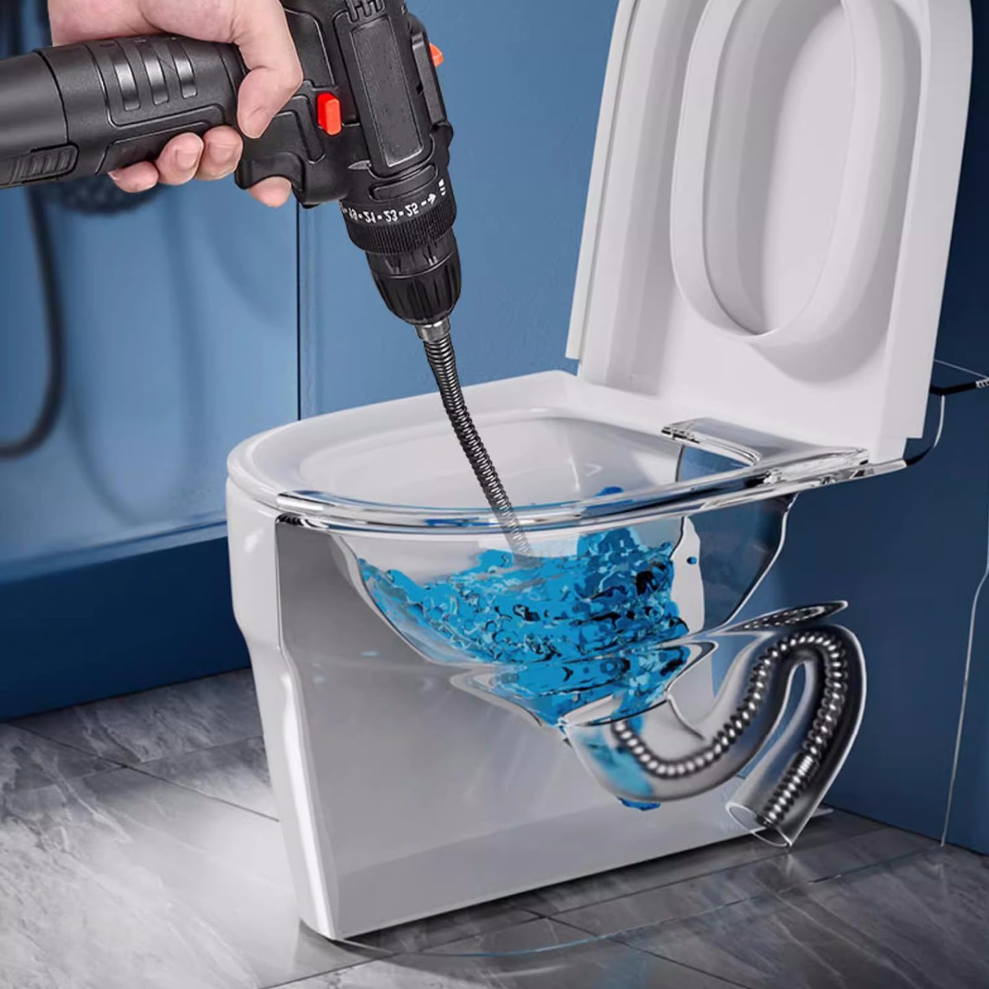 Amonk 6.5Ft/2M Drill Snake for Plumbing Drain Auger Cable with Drill Connector 10mm Flexible Plumbing Snake Clog Remover Drill Pipe Cleaner for Kitchen, Bathroom and Shower Sink