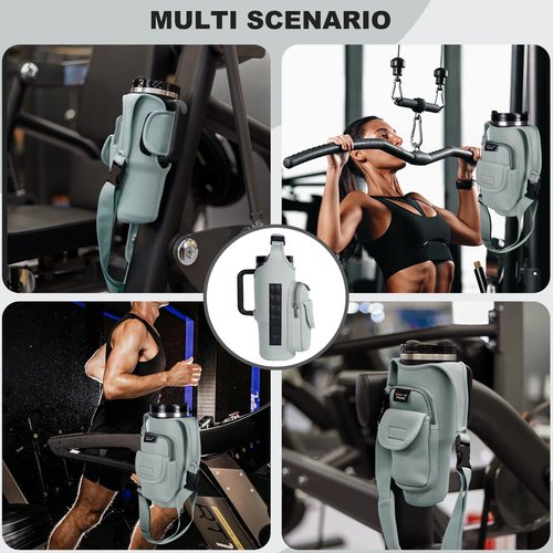 GIMHAI HOME Magnetic Gym Bags for Men & Women – Magnetic Bag Water Bottle Sling Bag for Stanley Cups | Water Bottle Holder with Card Pockets, AirPod Case for Fitness, Hiking, Workouts (Gray)