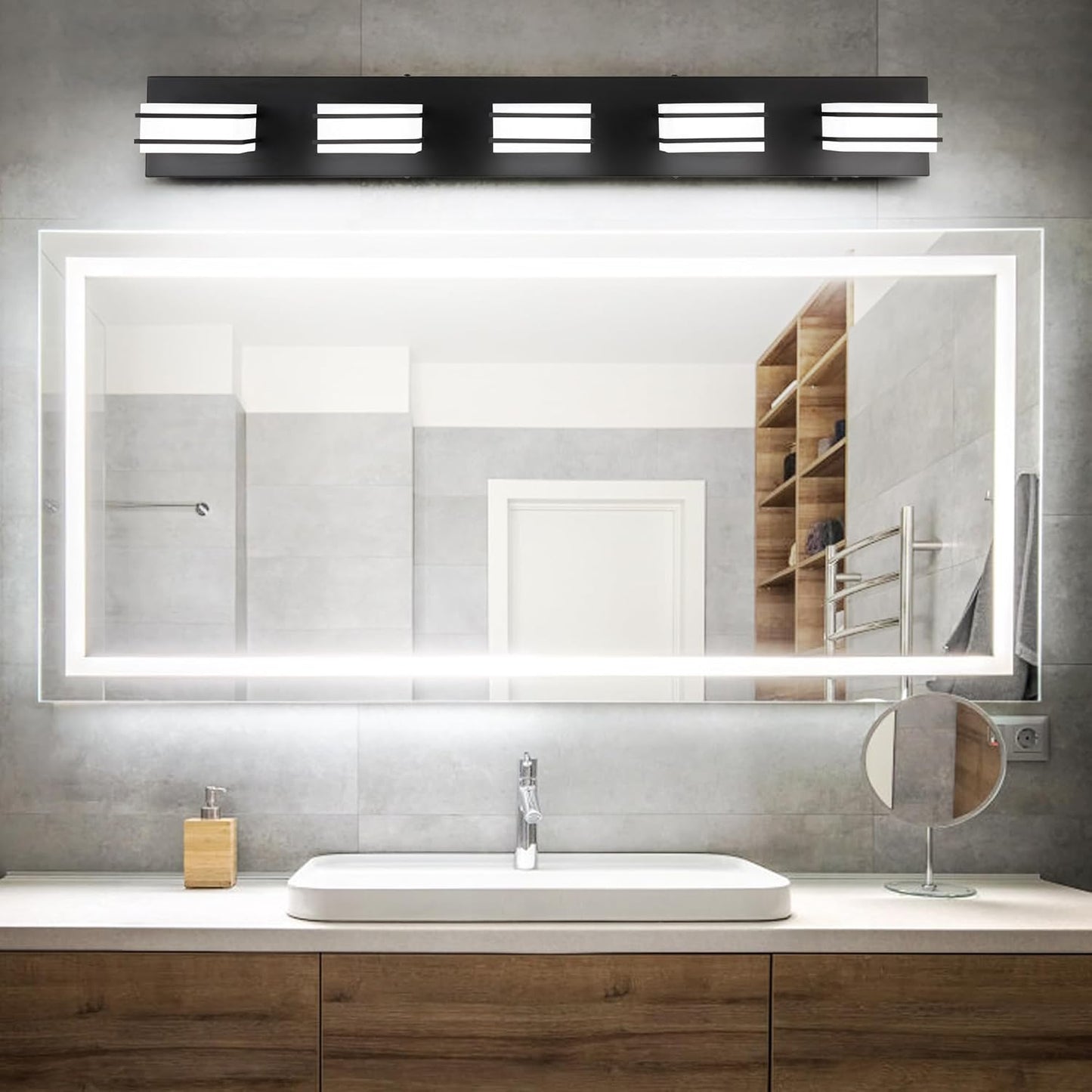 LED Chrome 3-Light Dimmable Bathroom Vanity Light Fixture - Modern Acrylic & Stainless Steel Over Mirror Lighting