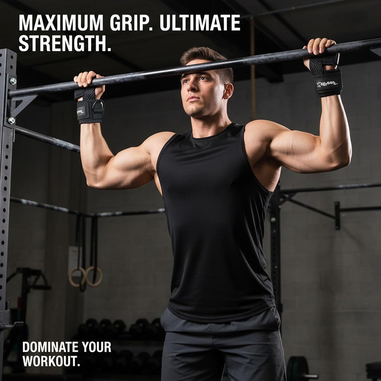 Skiennix Weight Lifting Straps - Heavy Duty Cuffed D Ring for Enhanced Grip & Comfort | Secure Fit for Gym Training