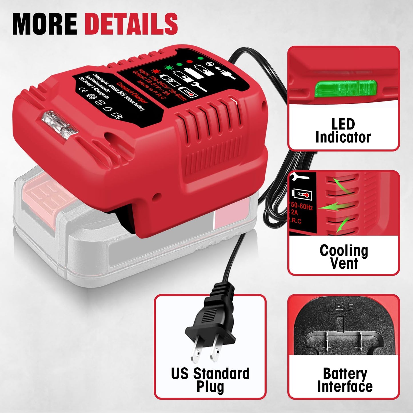 ASUNT 1701C-B 20V Battery Charger Replacement for Bauer 20V Hyper.max Lithium Ion Batteries Compact Mini Charger(Battery Not Included)