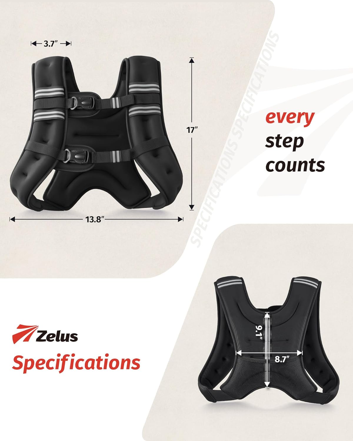 ZELUS Weighted Vest - Adjustable 6lb to 30lb for Enhanced Strength Training & Fitness Workouts