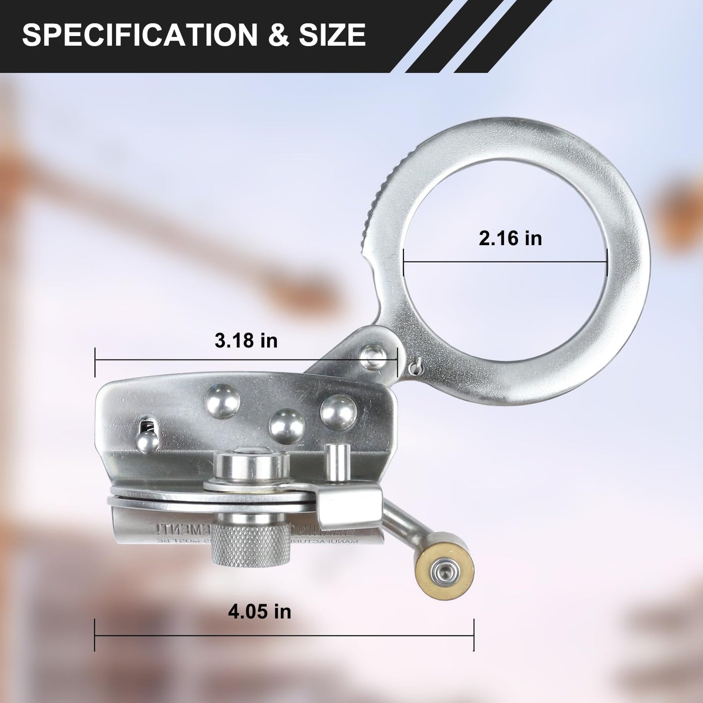 FHFallArrest Stainless Steel Anti Panic Trailing Rope Grab, for 5/8" Rope Diameter Fall Protection