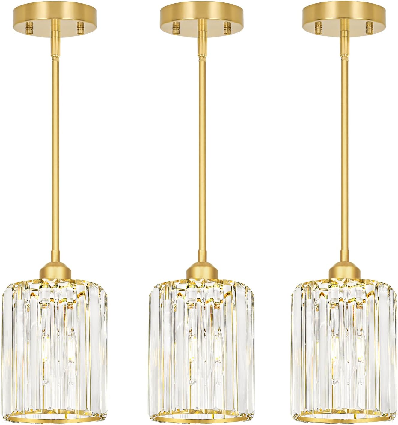 Modern Gold Crystal Ceiling Light Fixture - 11-Inch Semi Flush Mount Chandelier for Kitchen & Entryway