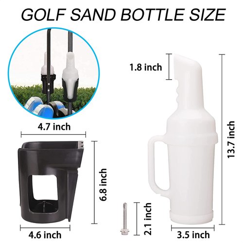 10L0L Sand Bottle for Golf Cart Universal with Rattle Proof Holder for Golf Cart Club Car EZGO and Other
