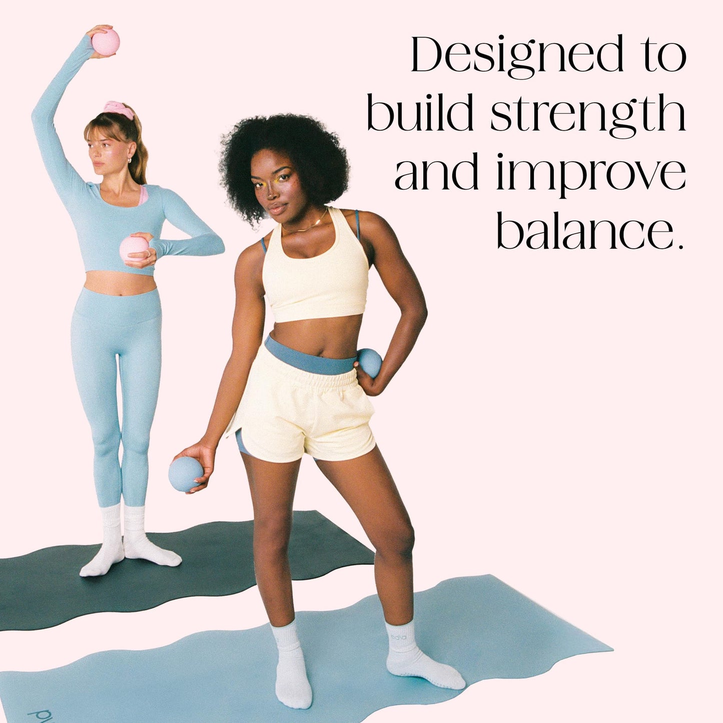 Bala Power Ball, Weighted Toning Exercise Ball for Pilates, Yoga, Home Fitness & More - Workout Ball for Strength & Core Training, Aerobics & Working Out to Improve Balance & Sculpt - 2lb, Blush