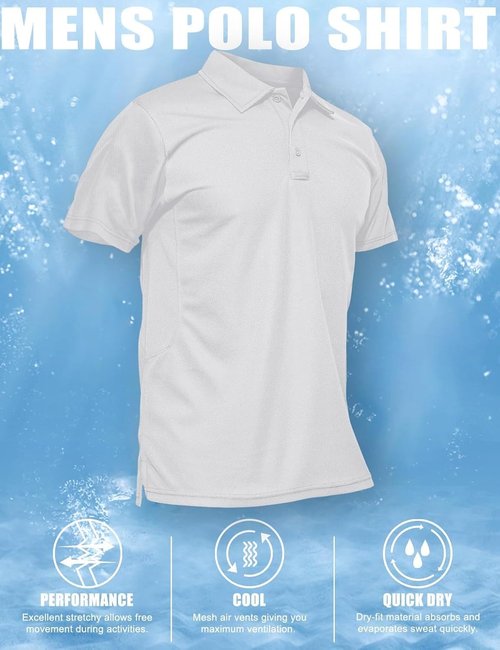 MAGCOMSEN Men's Polo Shirt - Quick Dry Tactical Performance | Short Sleeve Pique Jersey Golf Shirt