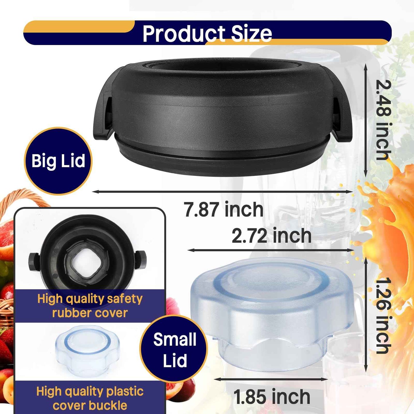 1 Pcs Replacement Lid for Vitamix Blender 64 Oz - Clear Lid Design - Fits for Vitamix 750 5200 5000 6300 7500 - For Vitamix Lid Replacement