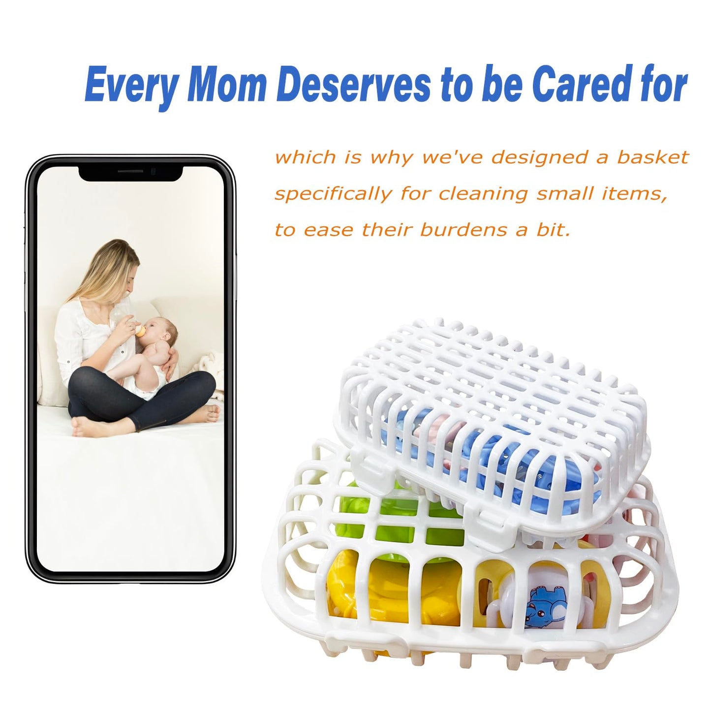 HOZETOKE Dishwasher Basket, 2-Pack Dishwasher Basket for Baby Bottle Parts, Basket for Small Tools Cleaning, White