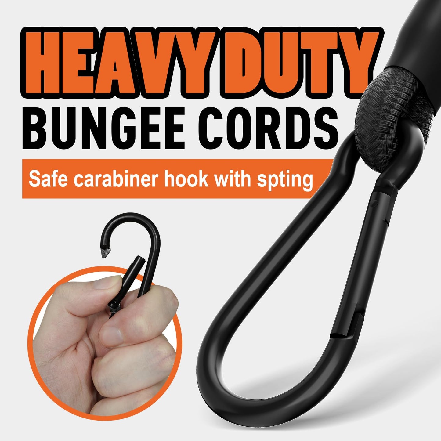 4 Pack 12 Inch Bungee Cords with Carabiner Hooks – Heavy Duty 1/3 Inch Elastic Rope for Secure Camping Gear, Tent Setup, and Bike Rack
