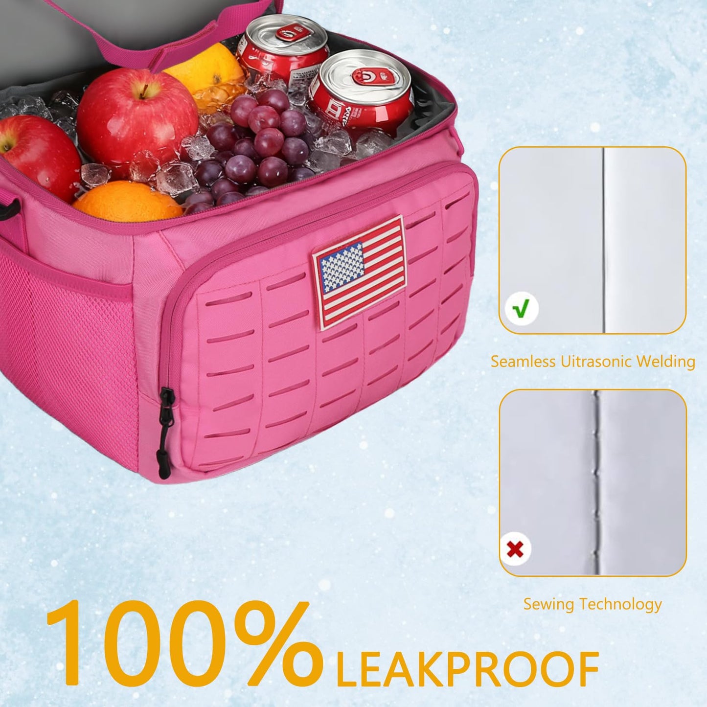 Goloni Soft Sided Insulated Cooler Bag | Leakproof Portable Lunch Box for Men Woven, Camping Beach Picnic Pink
