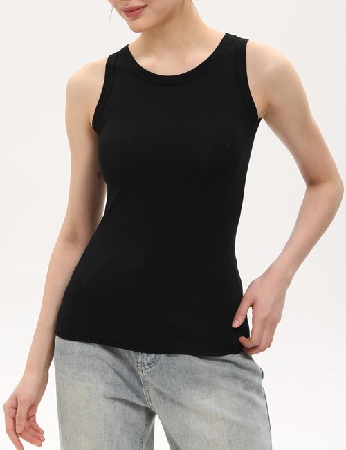 BQTQ Women's Crewneck Tank Tops - High Neck Sleeveless Slim Fit Basic Undershirts | 5 Pack