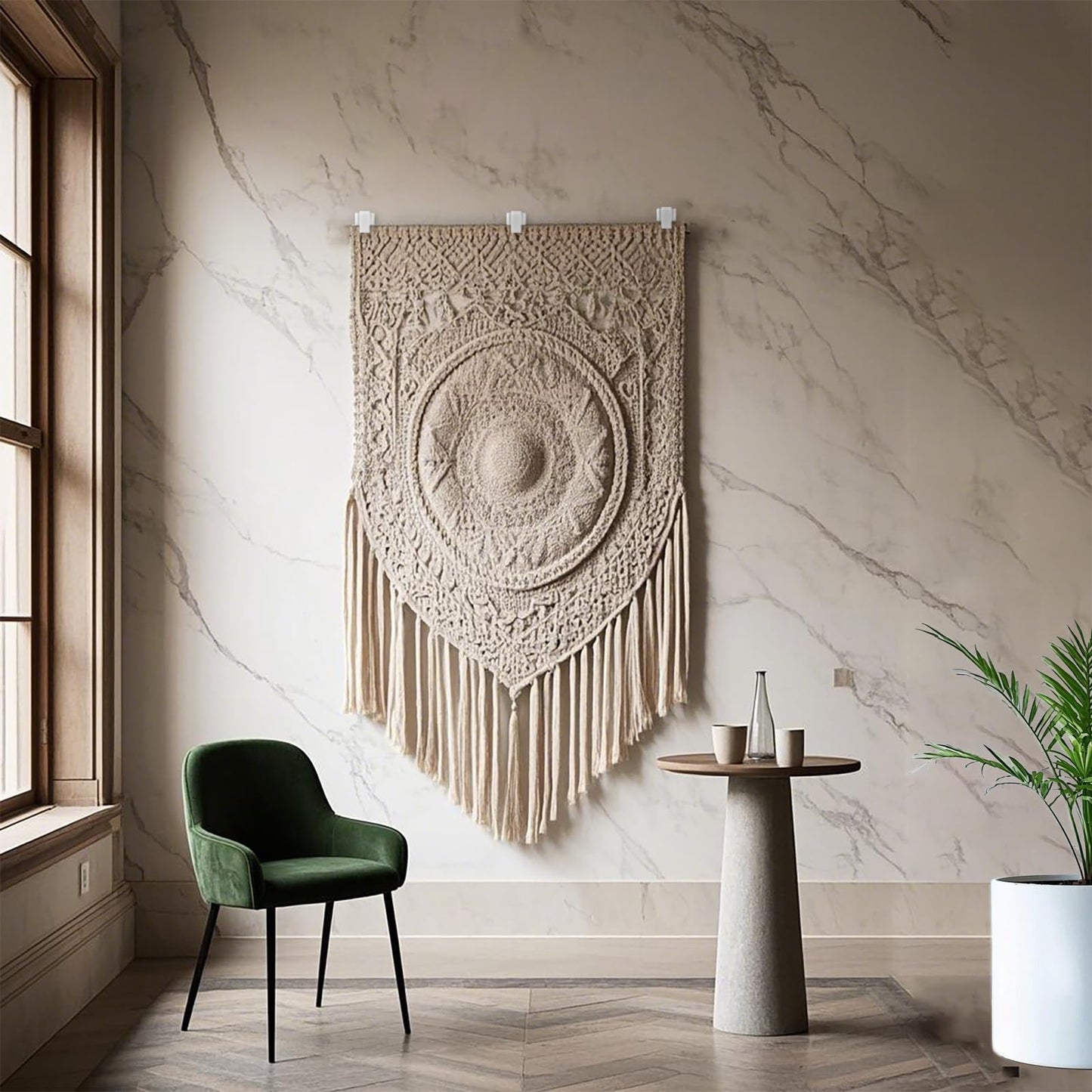 Klizdum Quilt Hangers for Wall Display, Tapestry Hangers, No Damage Adhesive Quilt Clips, Hooks for Hangings, Duty Plastic Wall Clips for Blankets, Rugs, and Tapestries (4 Pack, White)