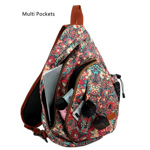 Baosha Large Sling backpack Crossbody Shoulder Chest Bag Travel Hiking Daypack for Women XB-04 (Multicolored)