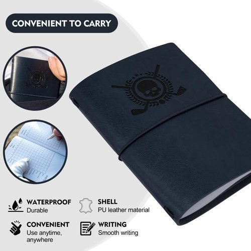 BAIRBRE Golf Scorecard Book Leather Golf Yardage Book with Pencil Golf Score Book Golf Gift for Men&Women Sports and Outdoor Golf Club Accessories,Navy Blue