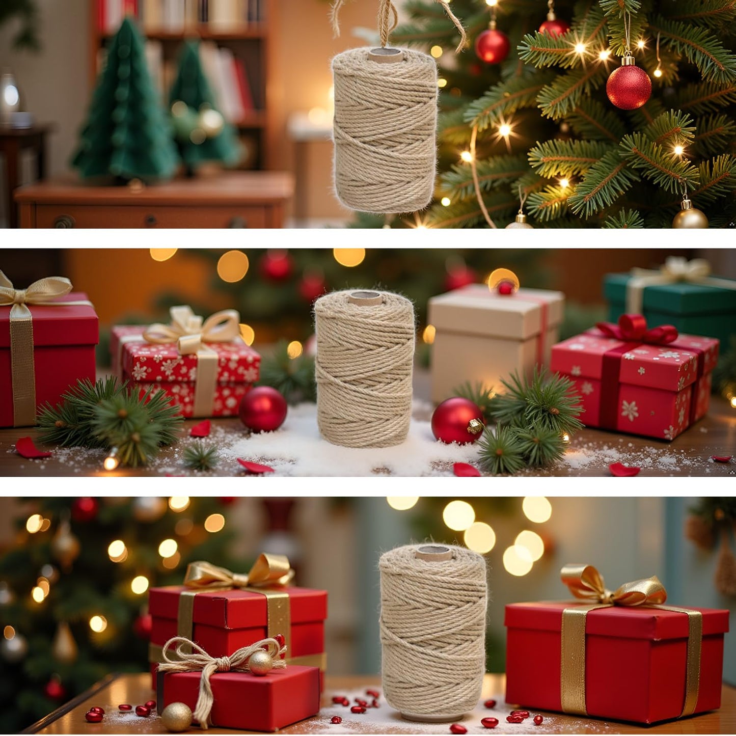 Dokumaru 1/5 in (5 mm) X 100 Ft (30 Meters) Jute Twine Rope String for Home Decorating, Cat Scratcher Post Tree, DIY Arts Crafts, Garden, Binding, Packing Material