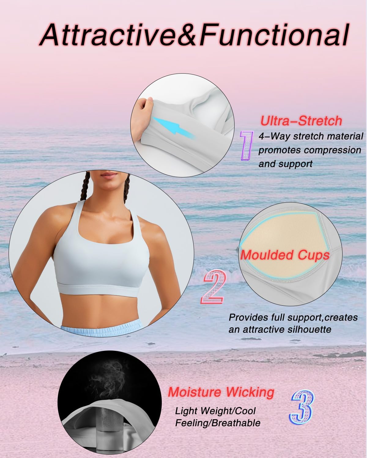 RUNNING GIRL High Impact Sports Bra - Molded Cup Racerback Design for Ultimate Support | Women's Workout Bra