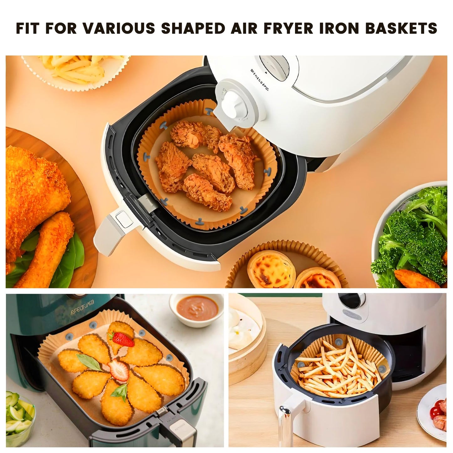 Air Fryer Liners Silicone Magnets,Holds Parchment Paper Safely PREVENTS BURNING & FOOD COVERING,Heat-Resistant & Rust-Proof Air Fryer Accessories,Easy Install with Handles - 8pcs