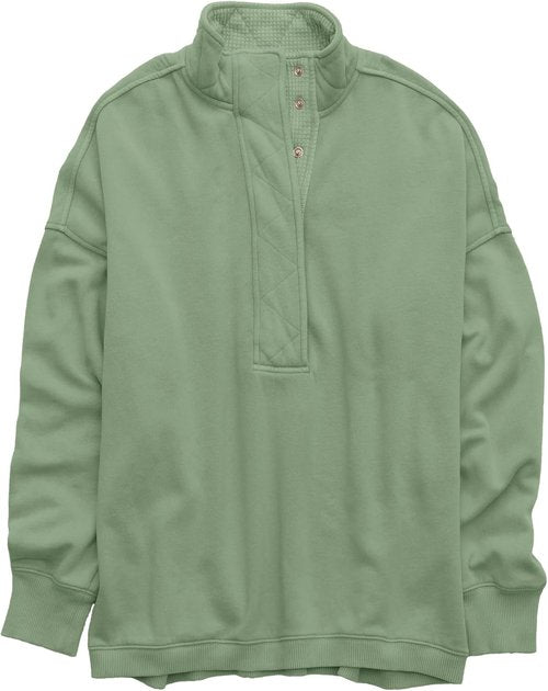 Gacaky Oversized Sweatshirt for Women - Casual Long Sleeve Button Henley Neck Pullover Top