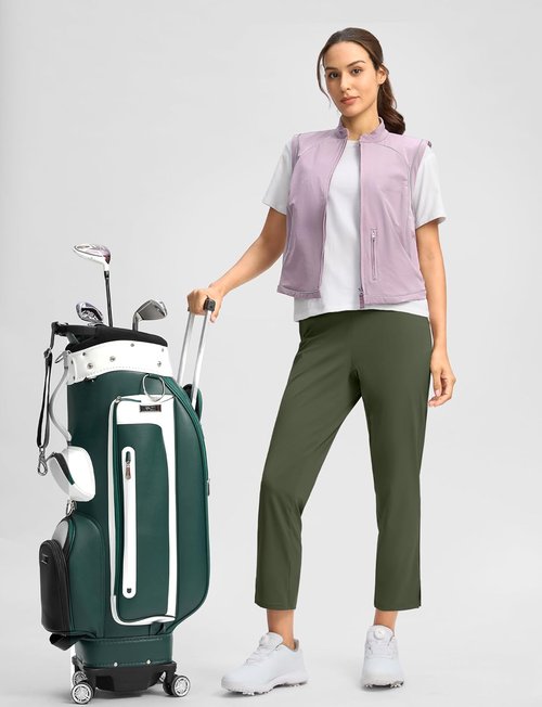 G Gradual Women's Ankle Golf Pants - Stretchy 7/8 Travel Pants with 3 Pockets & Inner Drawstring