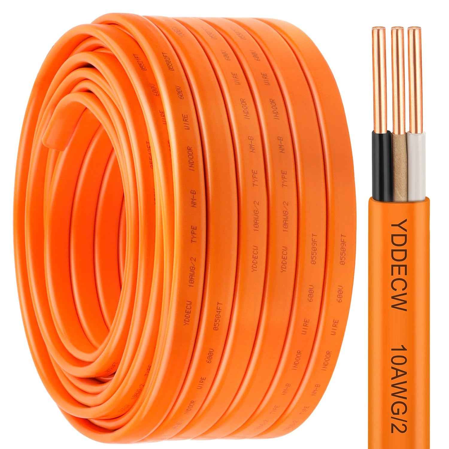 14 Gauge NM-B Wire with Ground - 50FT Pure Copper Indoor Electrical Cable for Outlets & Switches