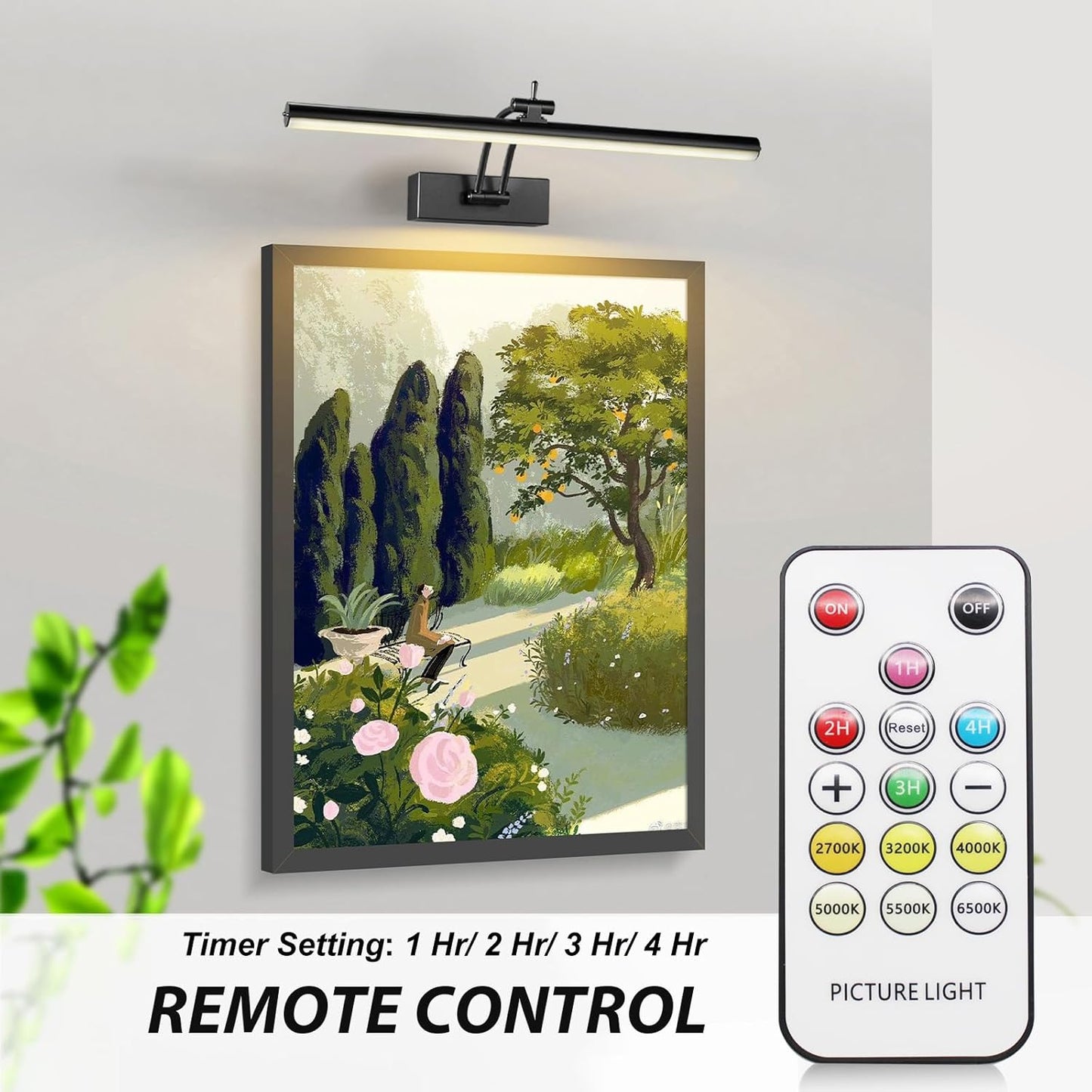 Wireless Battery Operated Picture Lights - 2 Pack, 16 Inch Dimmable Art Lighting with Remote, 6 Color Options - Perfect for Paintings and Gallery Displays