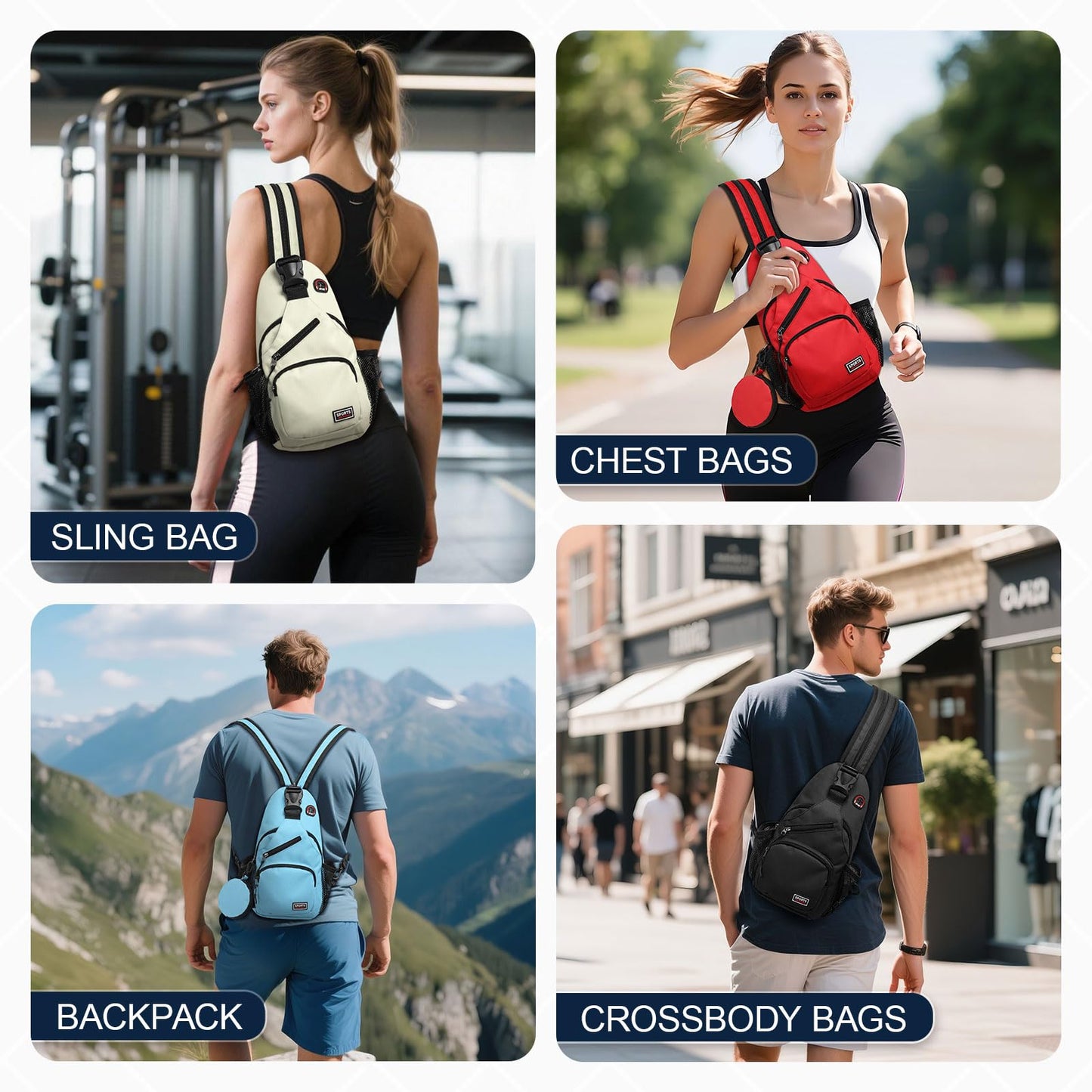 SUIKIHUM Convertible Sling Bag with Coin Pocket, 7.9" Tablet Crossbody Mini Backpack with Headphone Jack Casual Pack for Women Men Travel, Black