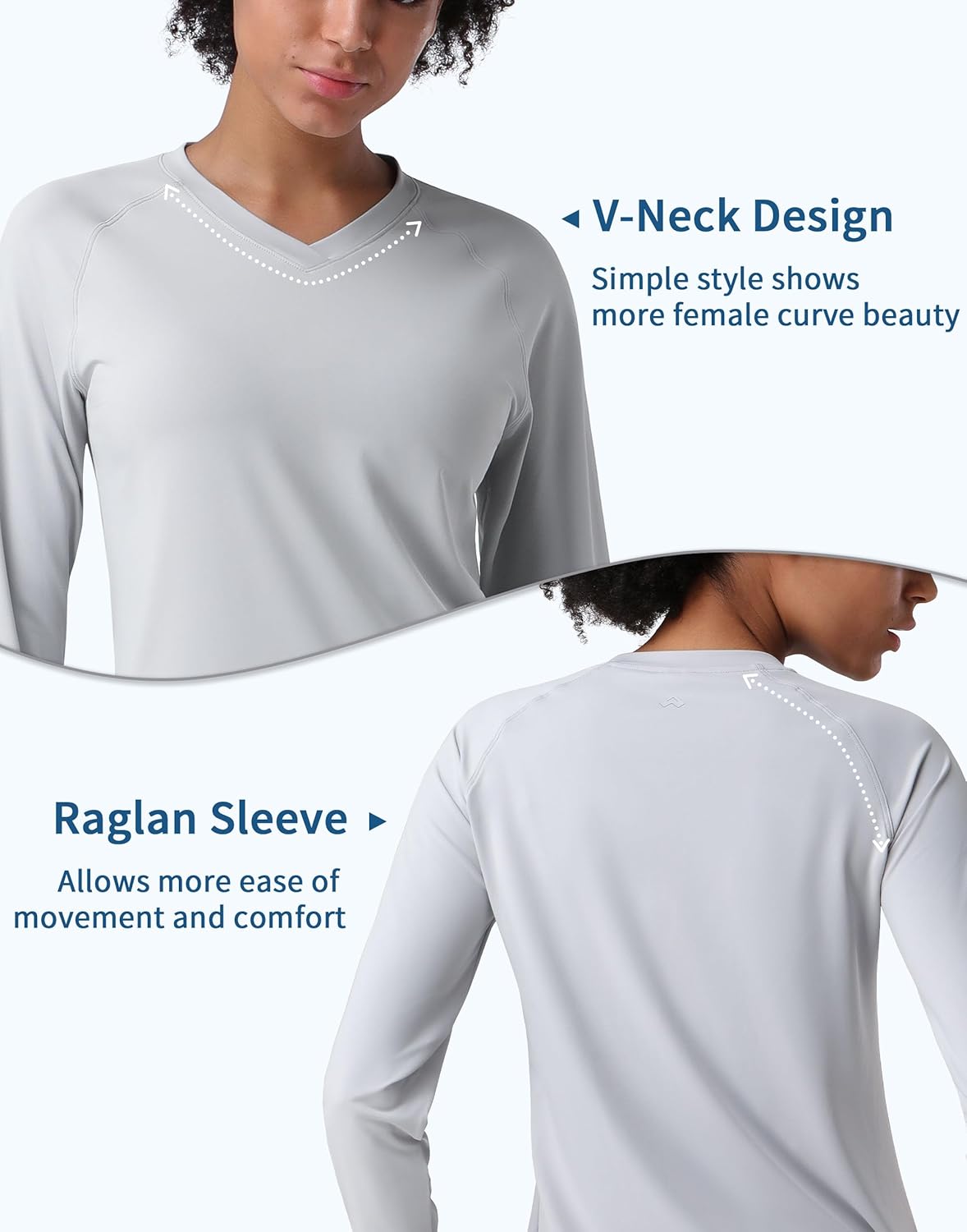 Pioneer Camp Women's UV Protection Shirt - SPF 50+ Long Sleeve V-Neck Quick Dry Workout Top