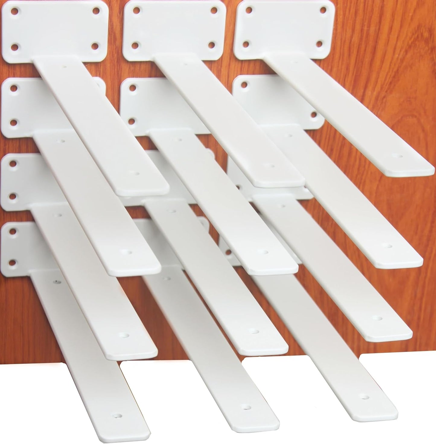 10-Inch Black Iron Floating Shelf Brackets - 12 Pack Rustic Industrial Support