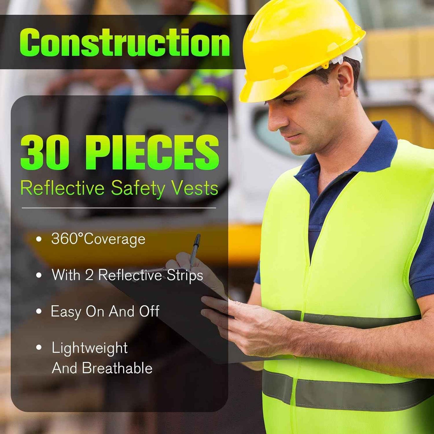 High Visibility Reflective Safety Vest for Men & Women - Bulk Security Mesh Vest for Work, Cycling & Running