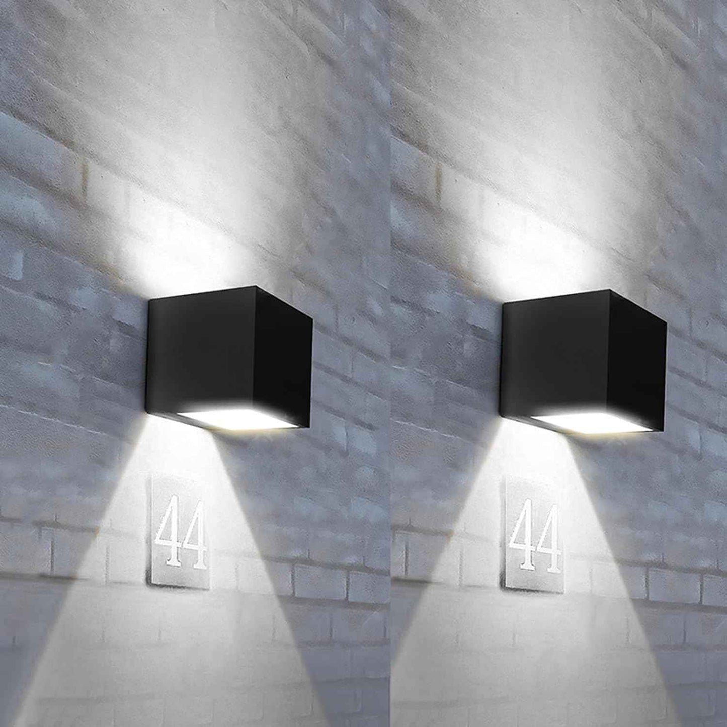Up and Down Solar Wall Lights - 2pcs Waterproof 4000K 700LM Outdoor Cube Design for Porch, Patio & Yard Decor