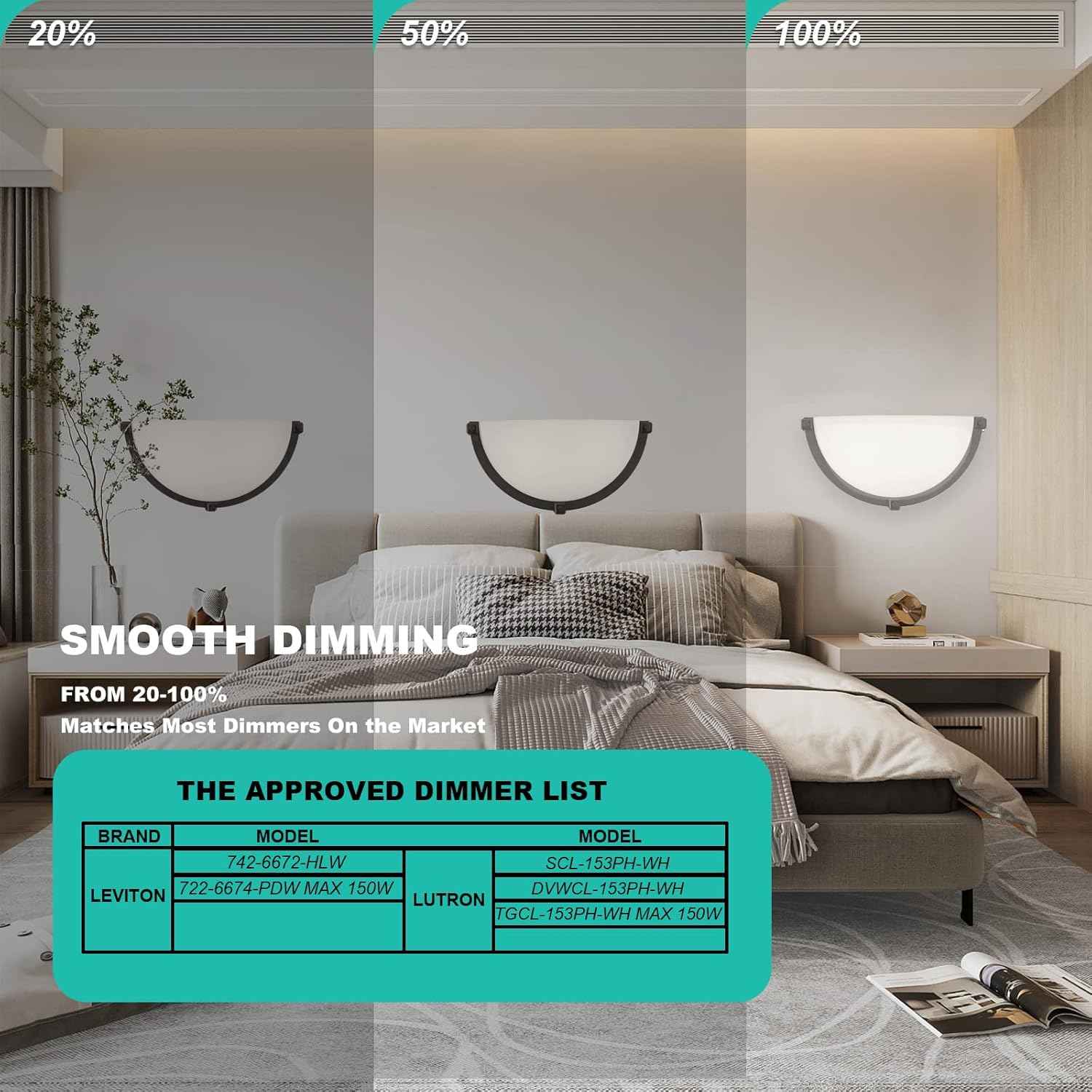 Modern 13-Inch Dimmable LED Wall Sconce - Adjustable Color Temperature, Brushed Nickel (2 Pack) for Bathroom Vanity