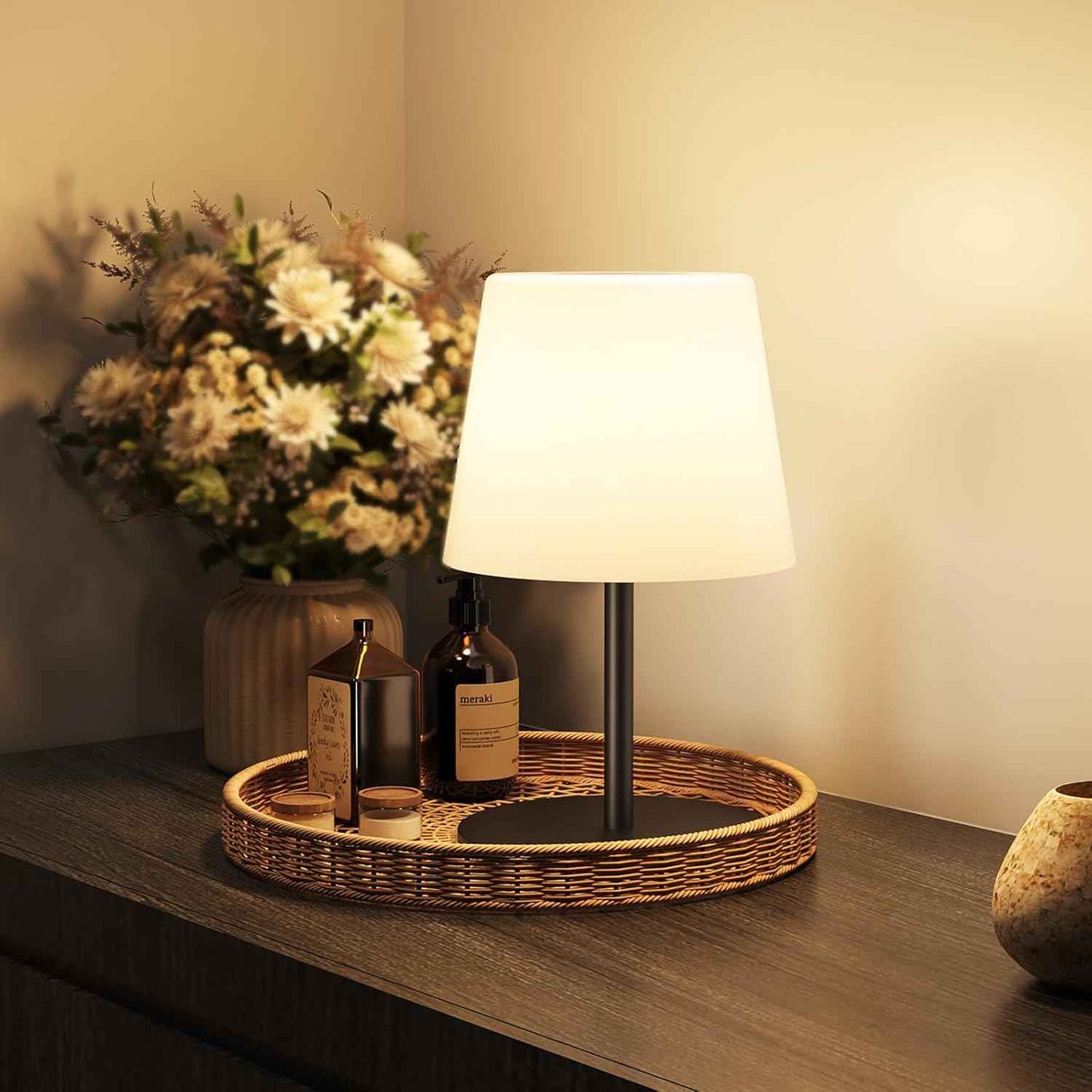 EZVALO Waterproof Cordless Table Lamp - Dimmable LED Night Light for Outdoor & Indoor Use